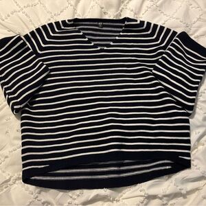 Uniqlo Dark Blue and White Striped Knit